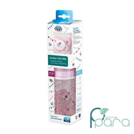 pcommepara-CANPOL-BABIES-Set-Celebrate-Biberon-PP-Col-Large-240-ml-Sucette-Orthodontique-Rose.