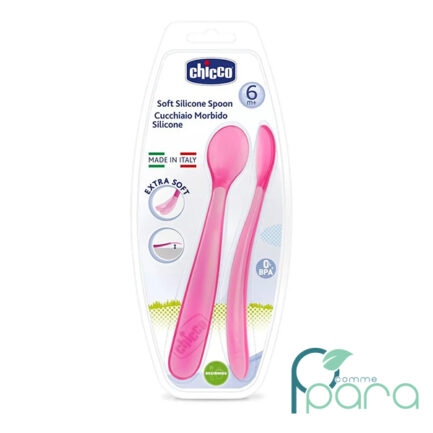 pcommepara600-CHICCO-2-Cuilleres-Silicone-Rose-6M