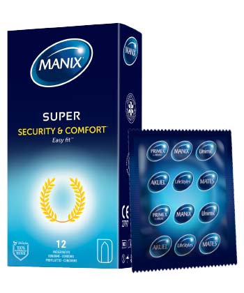 MANIX SUPER "Facile à dérouler, le préservatif pratique. boite 12 pcommepara