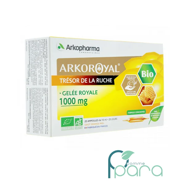 pcommepara ARKOPHARMA Arkoroyal® Gelée Royale BIO 1000 mg – 20 Ampoules – Vitalité & Défenses Naturelles pcommepara-ARKOPHARMA-Arkoroyal®-Gelee-Royale-BIO-1000-mg-–-20-Ampoules-–-Vitalite-Defenses-Naturelles.
