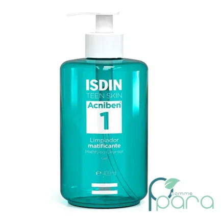 pcommepara-ISDIN-Teen-Skin-Acniben-Gel-Nettoyant-Matifiant-400-ml-Gel-Visage-et-Corps-qui-Purifie-la-Peau-Grasse-a-Tendance-Acneique.