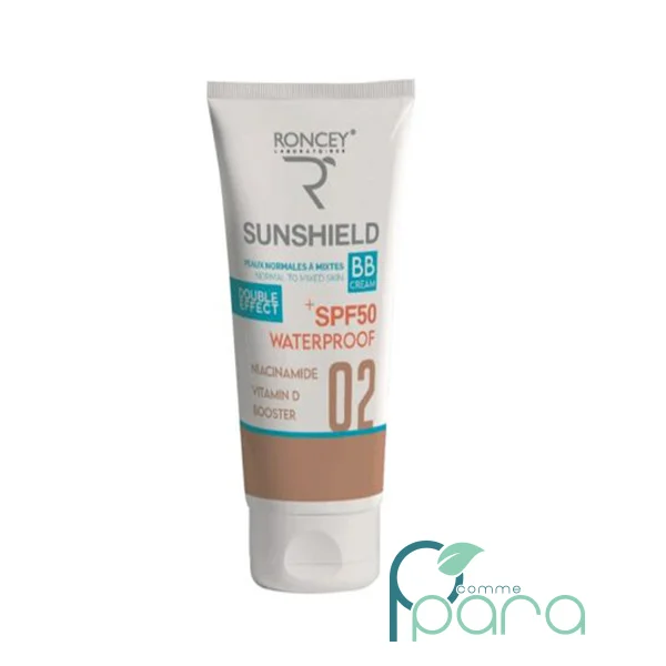 pcommepara RONCEY SunShield BB 02 Peaux Normales à Mixtes SPF50+ 50 ml – Crème Solaire Teintée Unifiante & Protectrice pcommepara-RONCEY-SunShield-BB-02-Peaux-Normales-a-Mixtes-SPF50-50-ml-–-Creme-Solaire-Teintee-Unifiante-Protectrice.