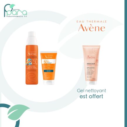 avene pack creme solaire enfant et adulte + gel nettoyant offert pcommepara