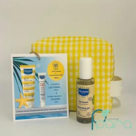 MUSTELA-Trousse-Lait-Solaire-Cicastela-Gel-Lavant-Bio-45ml-OFFERT-pcommepara