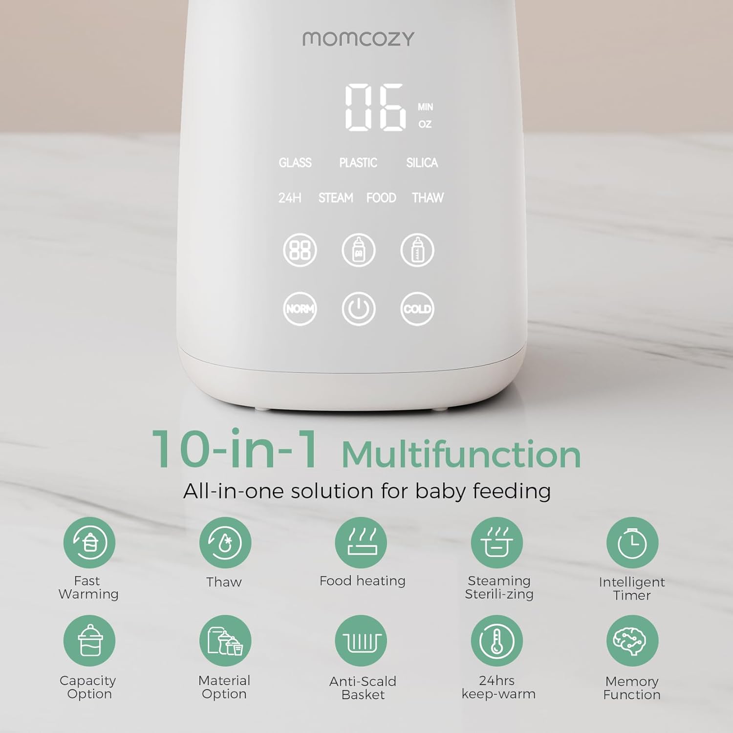 61AIlEAfPVL._SL1500_ pcommepara-MOMCOZY-Chauffe-Biberon-Sterilisateur-Intelligent-6-en-1-Chauffe-Rapide_-Decongelation_-