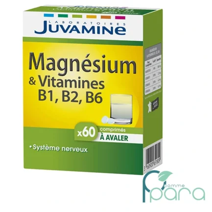 pcommepara-JUVAMINE-Magnesium-Vitamines-B1-B2-B6-–-60-Comprimes-–-Reduction-de-la-Fatigue-Soutien-Nerveux-et-Musculaire