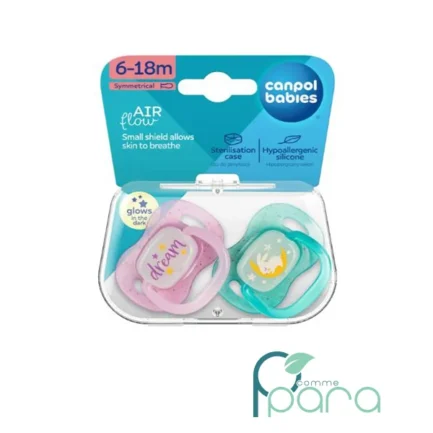 pcommepara-CANPOL-Sucette-Symetrique-NightGlow-6-18m-Rose.