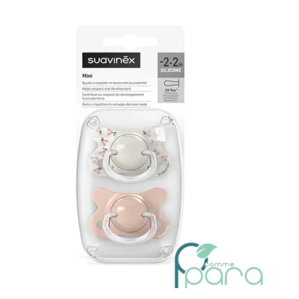 pcommepara-SUAVINEX-2-Sucettes-Mini-0-2-Mois-–-Tetine-Symetrique-SX-Pro-en-Silicone-Birdies-Rose.