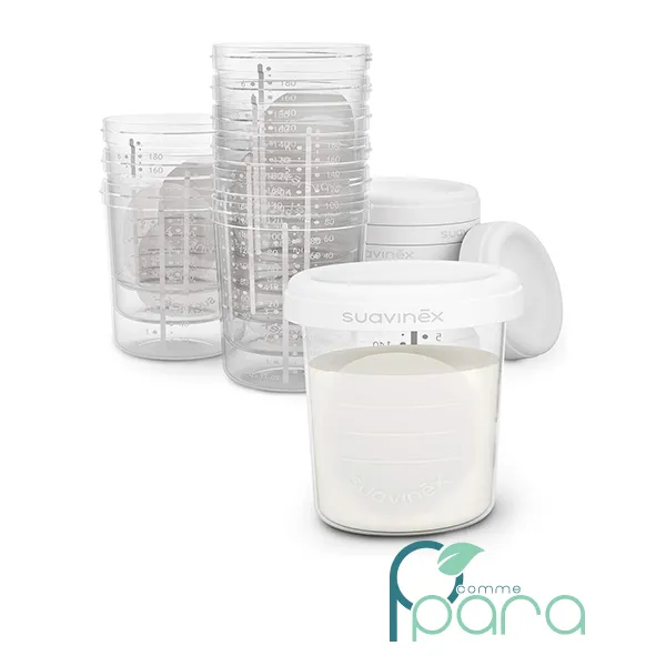 pcommepara SUAVINEX Lot de 10 Pots de Conservation du Lait Maternel – Hermétiques, Anti-Fuite et Réutilisables pcommepara-SUAVINEX-Lot-de-10-Pots-de-Conservation-du-Lait-Maternel-–-Hermetiques-Anti-Fuite-et-Reutilisables.