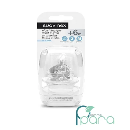 pcommepara-SUAVINEX-Set-de-2-Tetines-Physiologiques-en-Silicone-6-Mois-–-Debit-Moyen