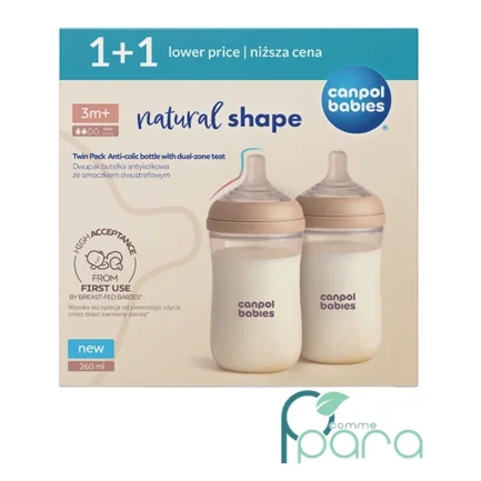 pcommepara-CANPOL-Set-2-Biberons-Naturel-Shape260ml